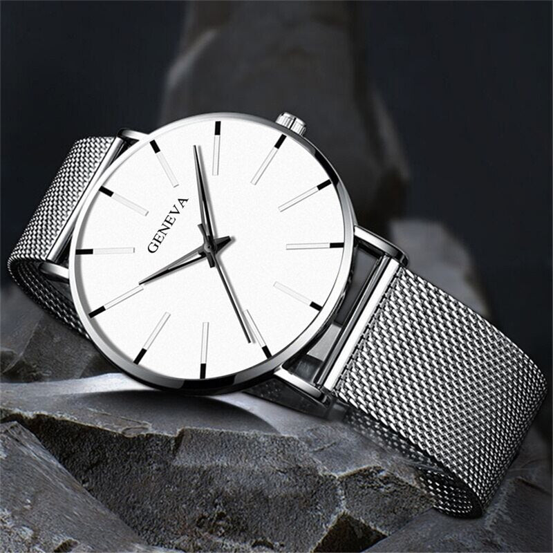 GENEVA Stainless Steel Thin Watch