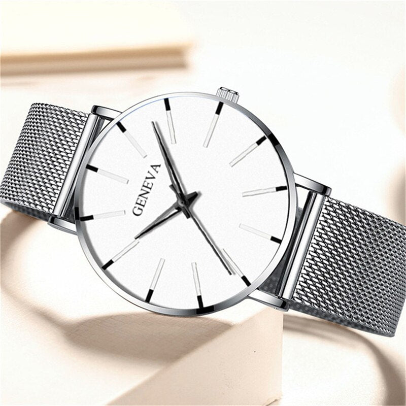 GENEVA Stainless Steel Thin Watch