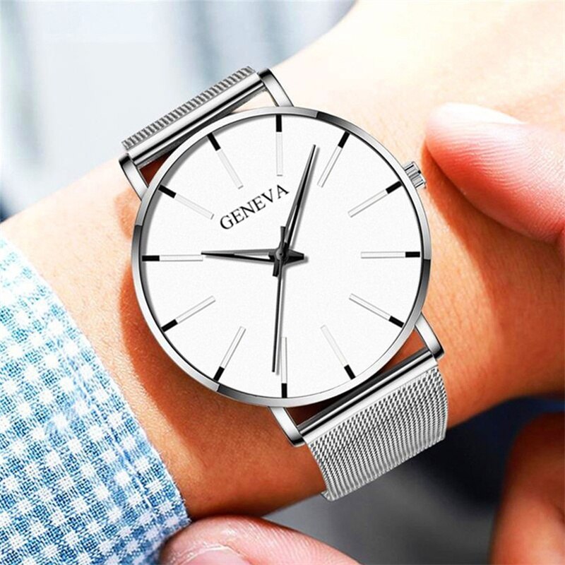 GENEVA Stainless Steel Thin Watch