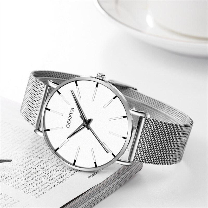 GENEVA Stainless Steel Thin Watch