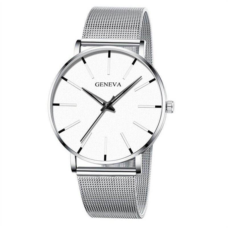 GENEVA Stainless Steel Thin Watch