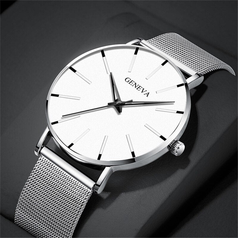 GENEVA Stainless Steel Thin Watch