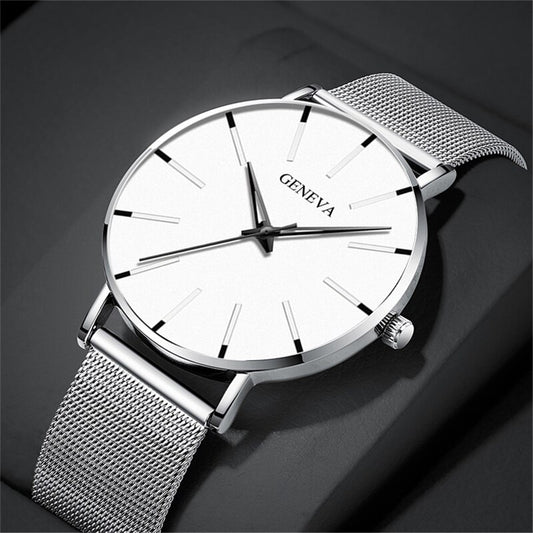 GENEVA Stainless Steel Thin Watch