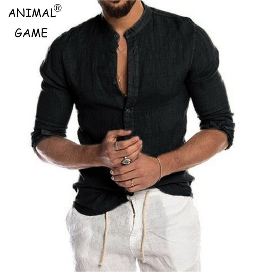 Men’s Stand Collar Button Shirt